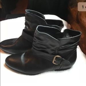 Black Faux Leather Ankle Slouch Boots 8/9